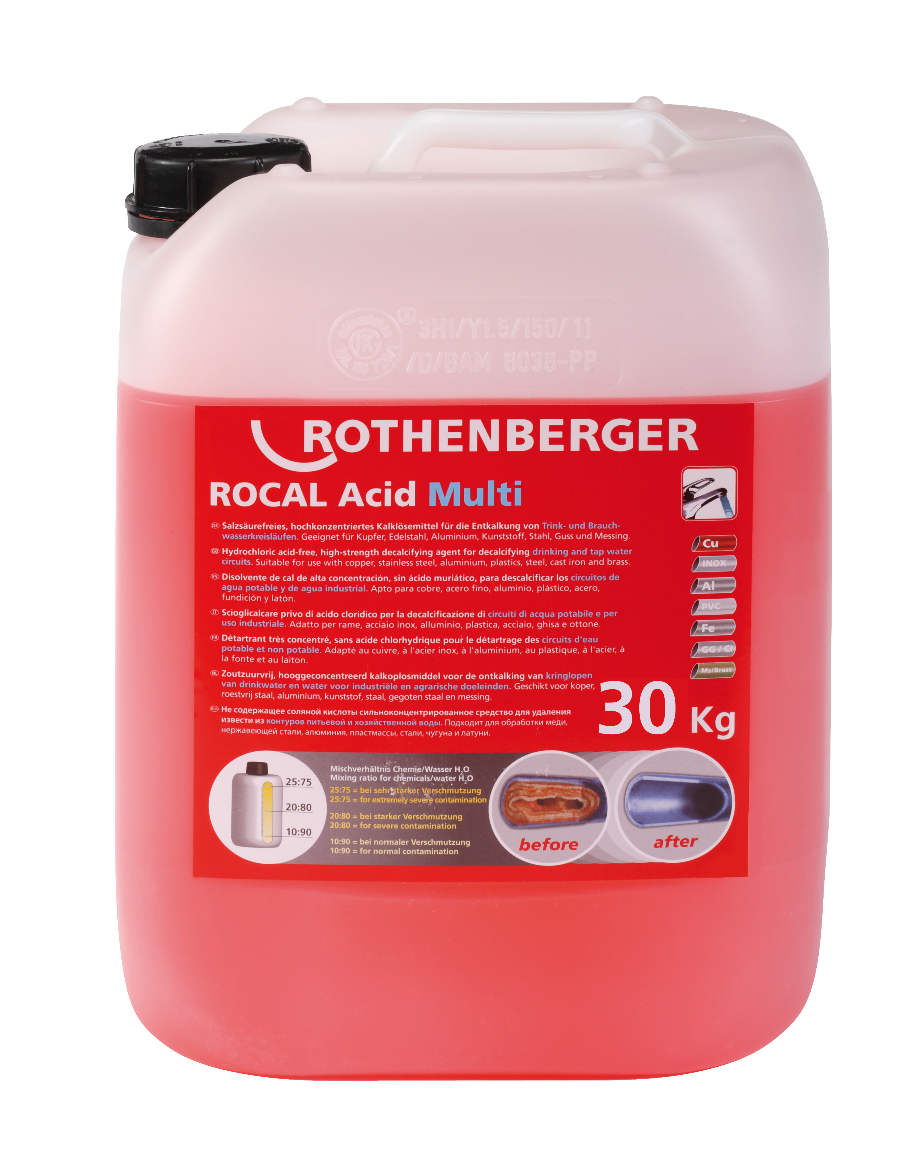 Hemikalija za otklanjanje kamenca ROCAL Acid Multi 30kg Rothenberger